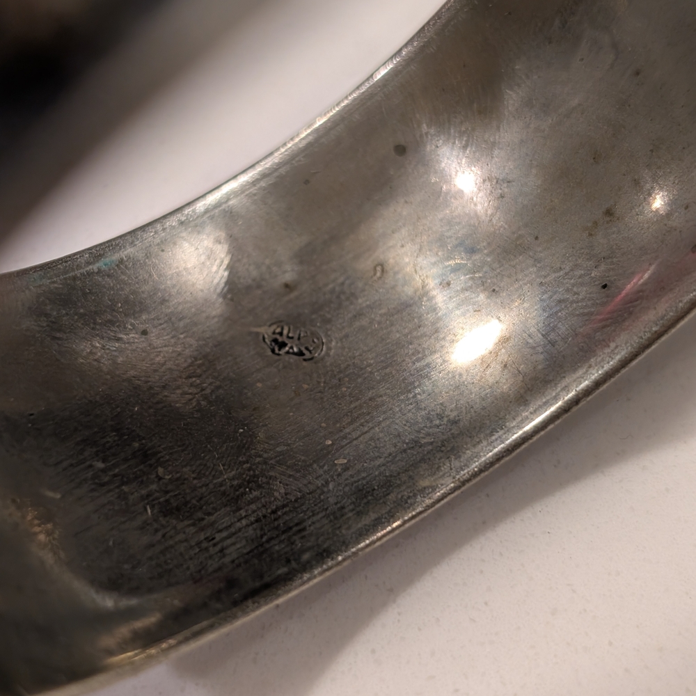 Vintage Italy Alpacca Silver Engraved Boho Leaf Festival Bangle Bracelet Rare - Picture 5 of 6
